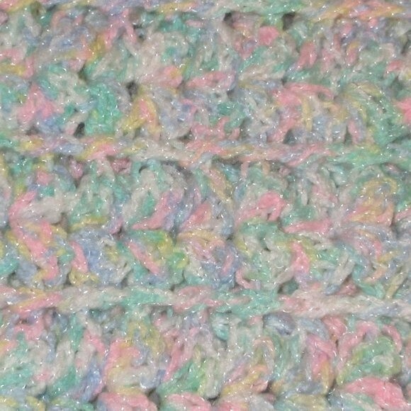 Handmade Crochet Afghan Throw Baby Blanket 47x64 Pink Blue Green Scalloped Ends - Picture 3 of 6